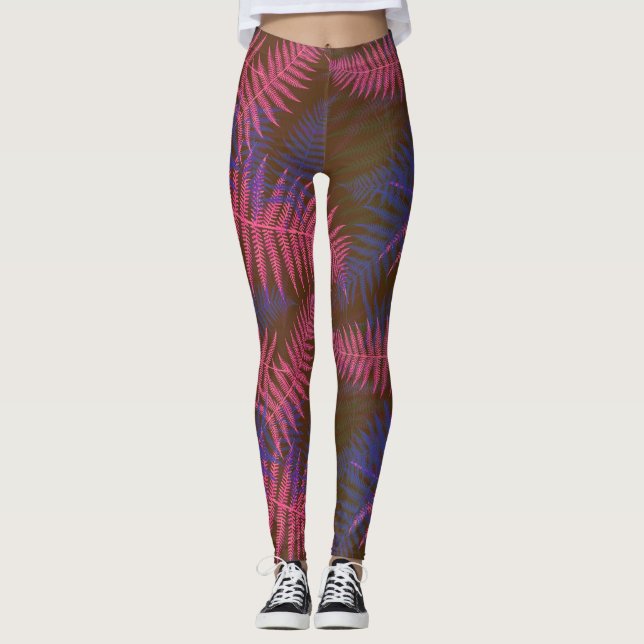 Leggings Hojas tropicales moradas y azules (Anverso)