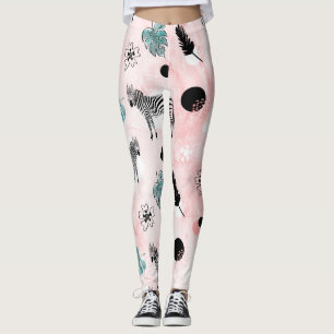 Leggings Hojas tropicales Patrón de centeno de cebada