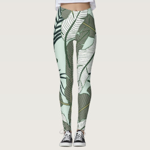 Leggings Hojas Tropicales: Patrón de la Naturaleza sin Mar.