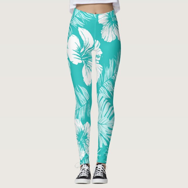Leggings Hojas tropicales: Patrón de planta de época (Anverso)