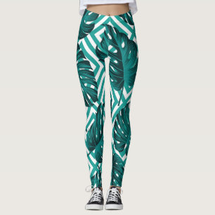 Leggings Hojas Tropicales: Patrón floral sin soldadura.