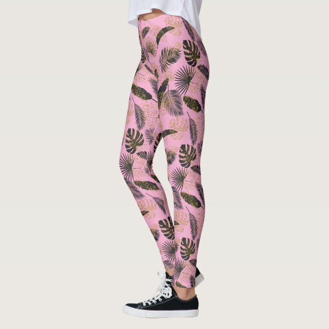 Leggings Hojas tropicales rosadas de palma (Izquierda)