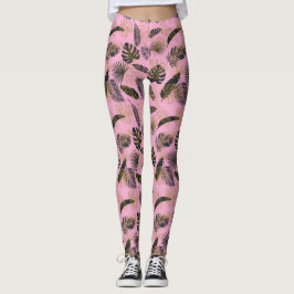 Leggings Hojas tropicales rosadas de palma