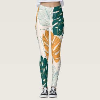 Leggings Hojas tropicales: Sello de jungla vintage