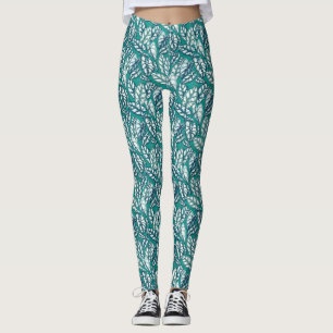 Leggings Hojas tropicales Verde azuladas azules