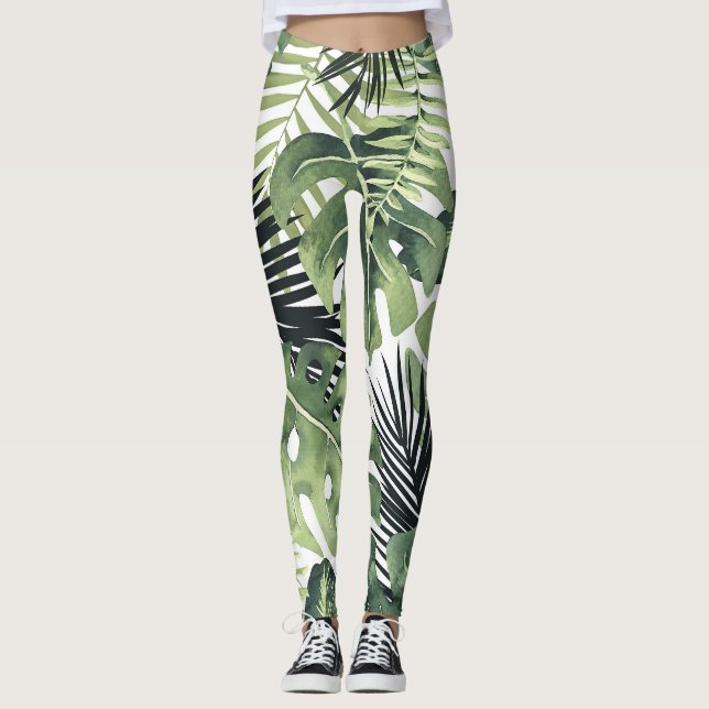 Leggings Hojas tropicales verdes Botánica (Anverso)