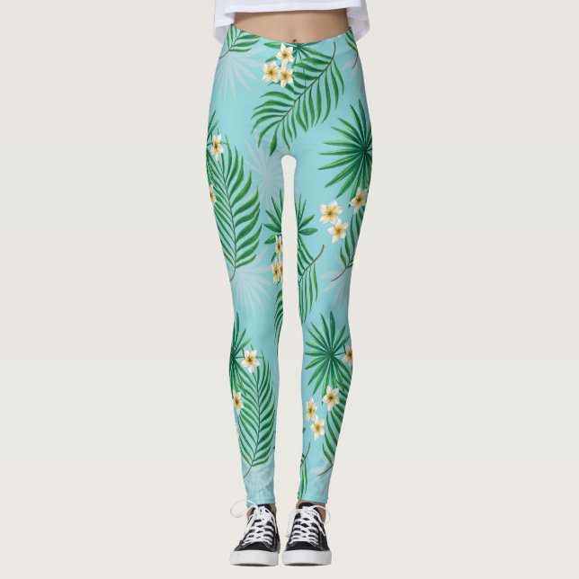 Leggings Hojas tropicales y flores (Anverso)