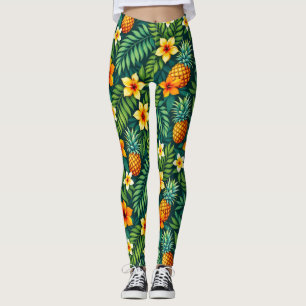 Leggings Hojas tropicales y patrón de piña