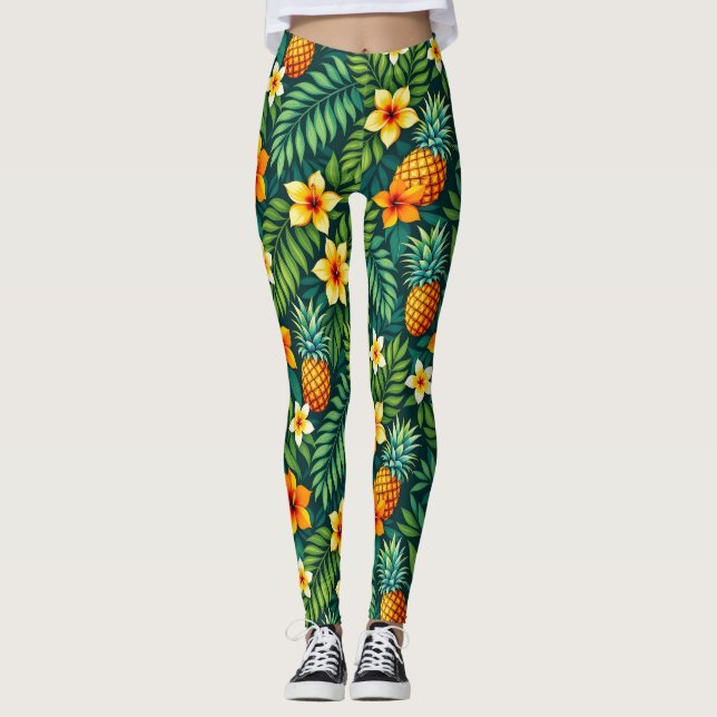 Leggings Hojas tropicales y patrón de piña (Anverso)
