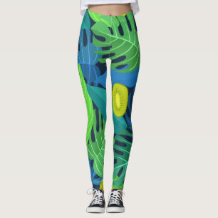 Leggings Hojas tropicales y patrón Kiwi