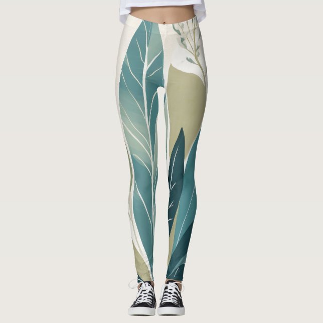 Leggings Hojas variadas en tonos verdes (Anverso)