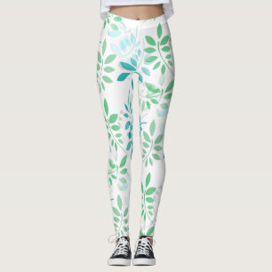 Leggings Hojas verdes azules