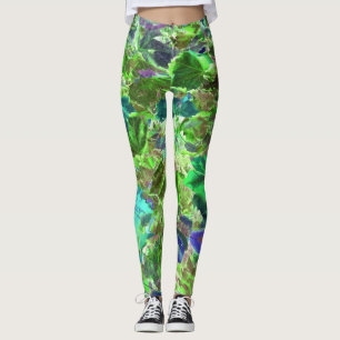 Leggings Hojas Verdes Azules Naturaleza