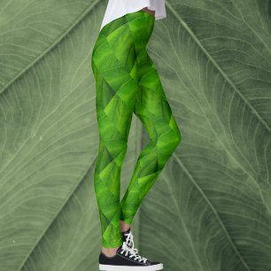 Leggings Hojas Verdes Brillantes Patrón de la Naturaleza