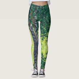 Leggings Hojas verdes del árbol de birch