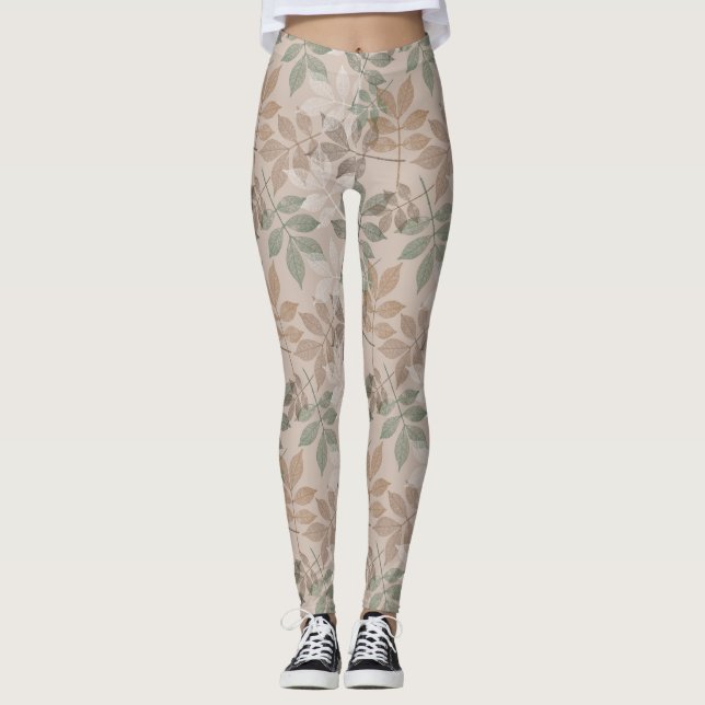 Leggings Hojas verdes marrones (Anverso)