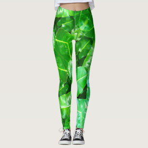 Leggings Hojas verdes Palm Leaf selva tropical selva