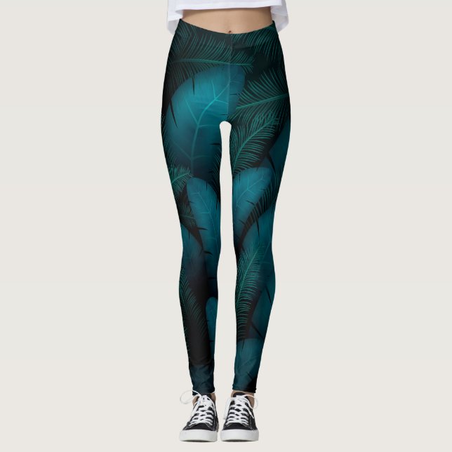 Leggings hojas verdes piernas oscuras (Anverso)
