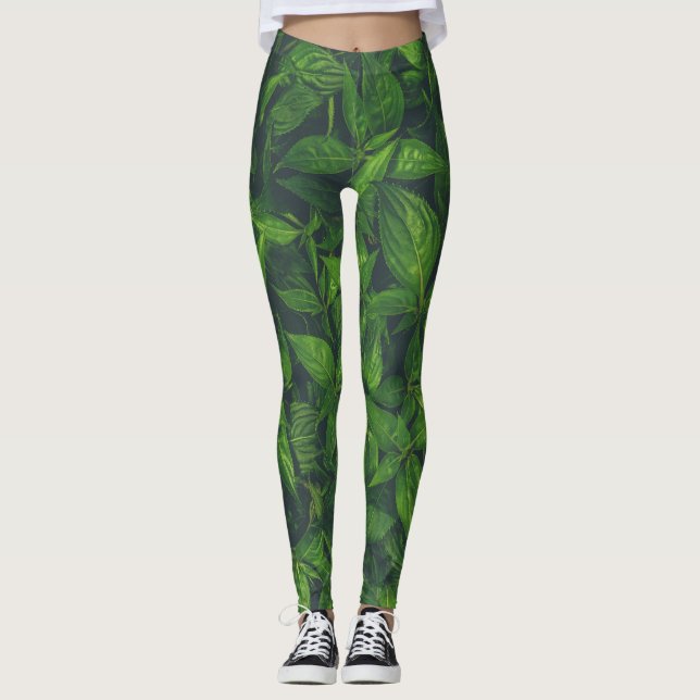 Leggings Hojas Verdes Profundas  (Anverso)