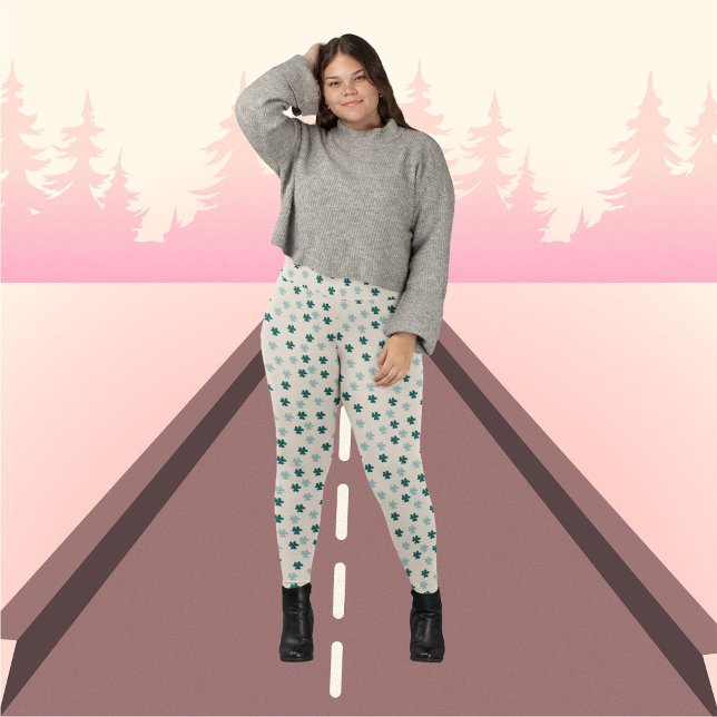 Leggings Hojas verdes sobre el patrón de fondo beige (Subido por el creador)