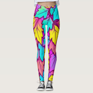 Leggings Hojas vibrantes coloridas, naturaleza