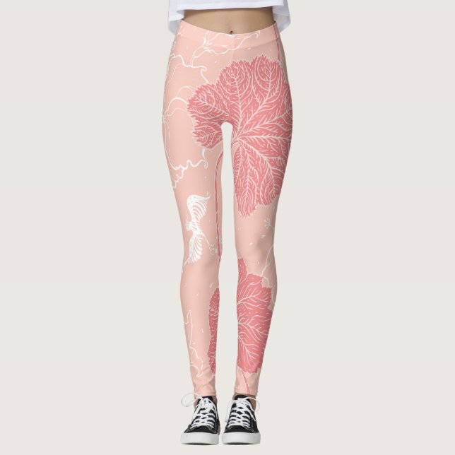 Leggings Hojas victorianas: Ornamento de mano dibujada. (Anverso)