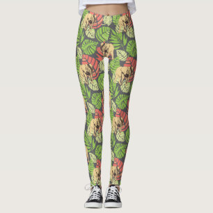 Leggings Hojas y elefantes exóticos 2 de la selva