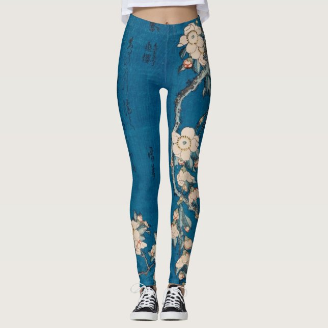 Leggings Hokusai Bullfinch and Weeping Cherry GalleryHD (Anverso)