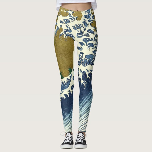 Leggings Hokusai Gran Ola Arte Japonés (Anverso)