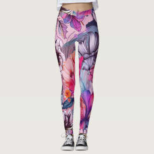 Leggings Hola Primavera Hora de la Felicidad, Púrpura Rosa