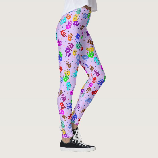Leggings holiES - puntos de mano coloreado patrón 1 (Derecha)