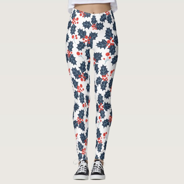 Leggings Holly berry sobre blanco (Anverso)