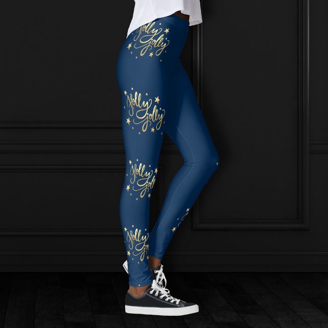 Leggings Holly Jolly | Elegante guión de Relieve metalizado (Subido por el creador)