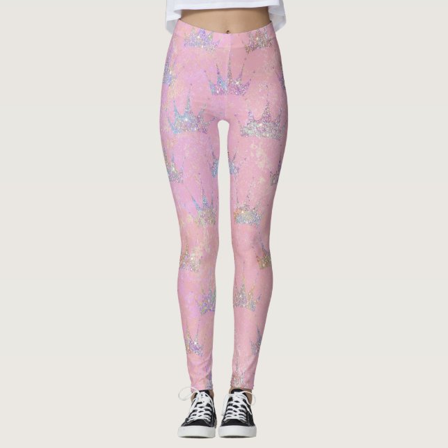 Leggings Holograma Holograma Purpurina Corona Mármol De Bar (Anverso)