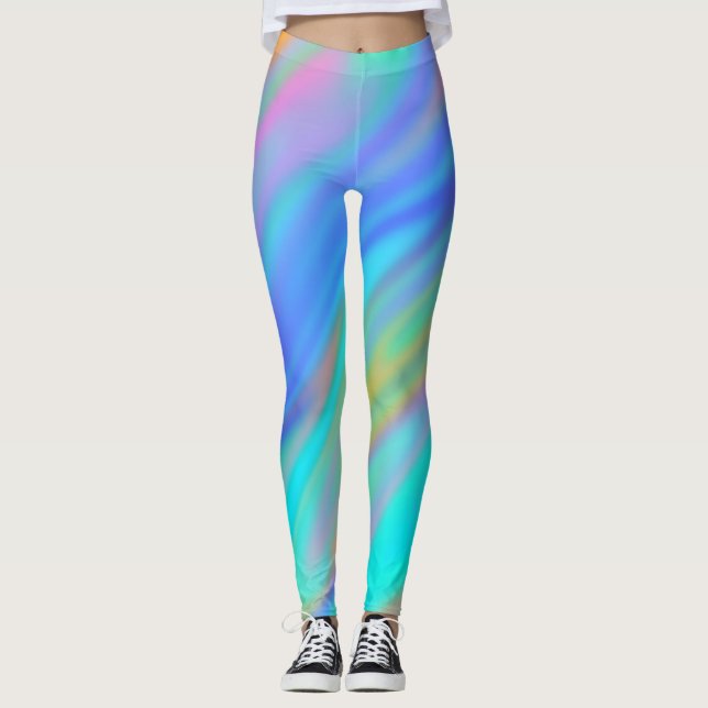 Leggings Holograma lujoso de lujo azul violeta (Anverso)