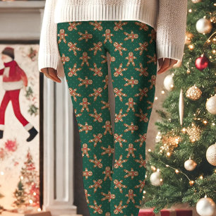 Leggings Hombre de Jengibre Verde Lunares Navidad