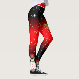 Leggings Hombre de nieve festivo en festividades estrellada