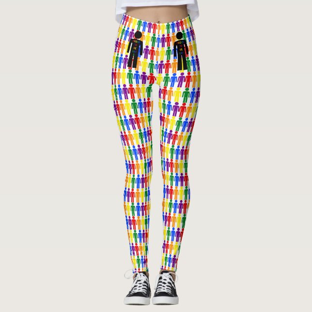 Leggings Hombre gay LGBTQ Silhouette y hombres arcoiris (Anverso)