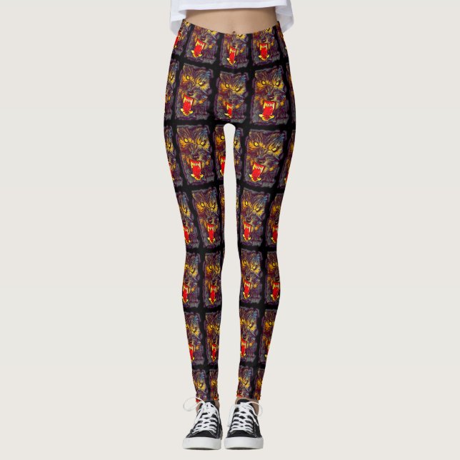 Leggings Hombre lobo asustadizo dentro del arte oscuro del (Anverso)