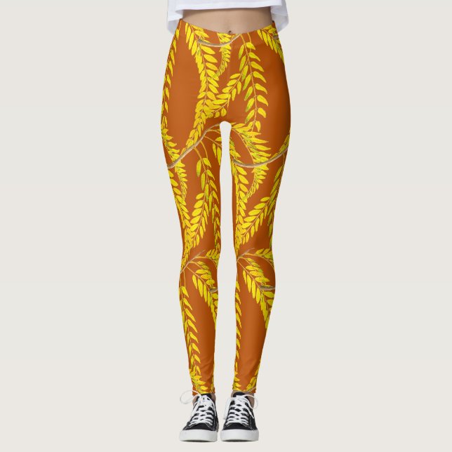 Leggings Honey Locust sobre las piernas (Anverso)