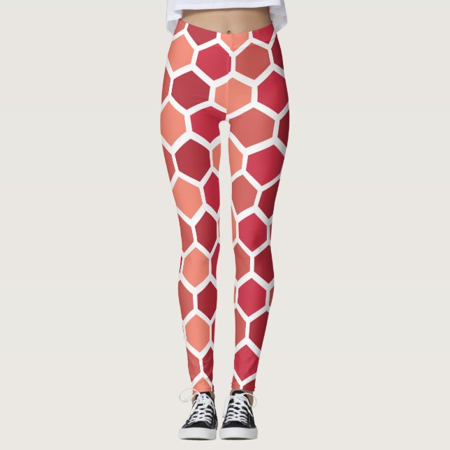 Leggings Honeycomb in Reds (Anverso)