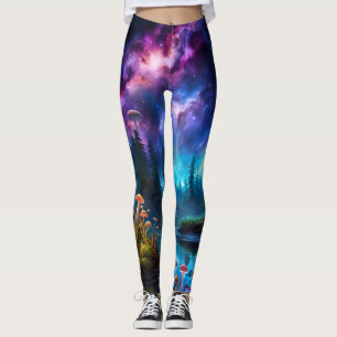 Leggings Hongos alienígenas nebulosos y bioluminiscentes