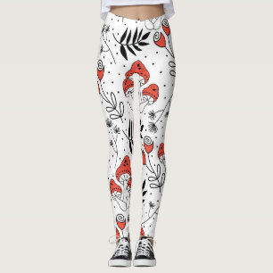 Leggings Hongos hongos en hongos: Arte de la Línea de la Na