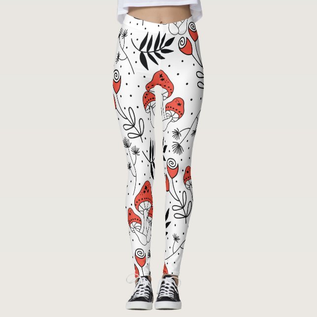 Leggings Hongos hongos en hongos: Arte de la Línea de la Na (Anverso)