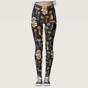 Leggings Hongos salvajes sobre negro de grafito
