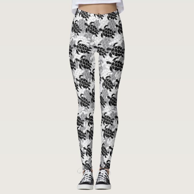 Leggings Honu Sea Turtle Hawaiian Aloha Silver (Anverso)