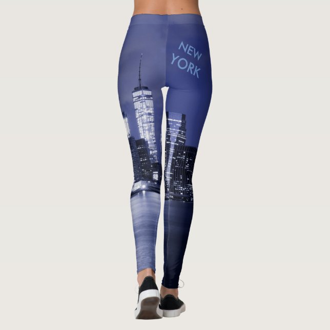 Leggings Horizonte de Nueva York bañado en azul (Reverso)