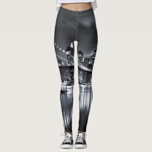 Leggings Horizonte de Nueva York Puente de Brooklyn Monocro