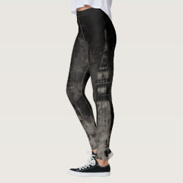 Leggings Horizonte de Venecia Italia Distorsionado Negro y