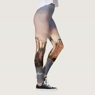 Leggings Horizonte del Lower Manhattan de NYC con nombre